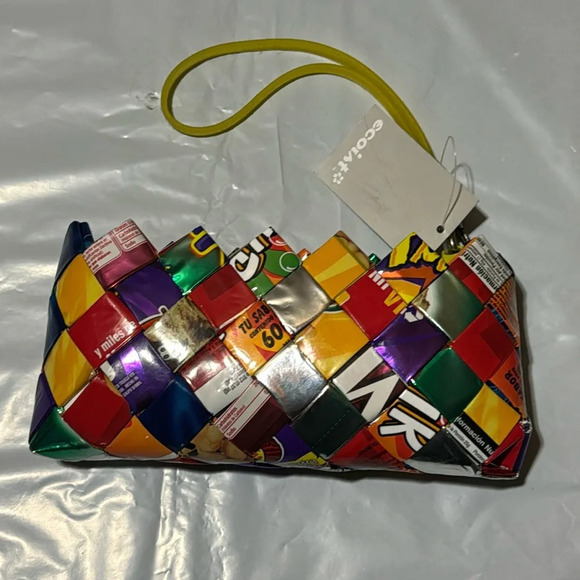 Colorful Woven Clutch with Wristlet - Picture 1 of 7